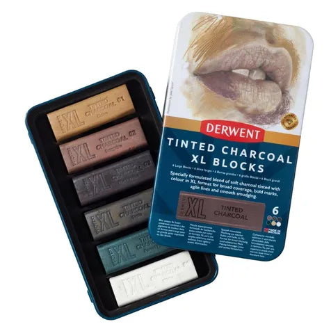 Derwent Tinted Charcoal XL Blocks Tin 6