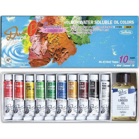 Holbein Duo Aqua Oil Colour 10 Set + Duo Linseed Oil DU949