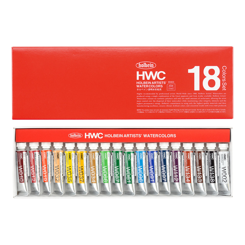 Holbein Watercolour Set of 18 x 5ml Tubes W403