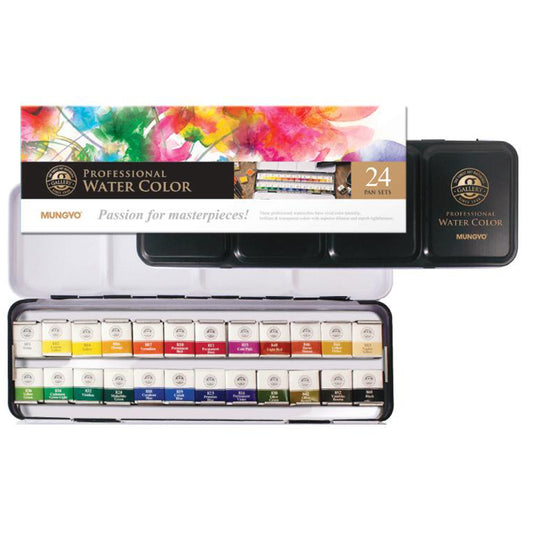 Mungyo Professional Watercolour Tin 24 x 1/2 Pans