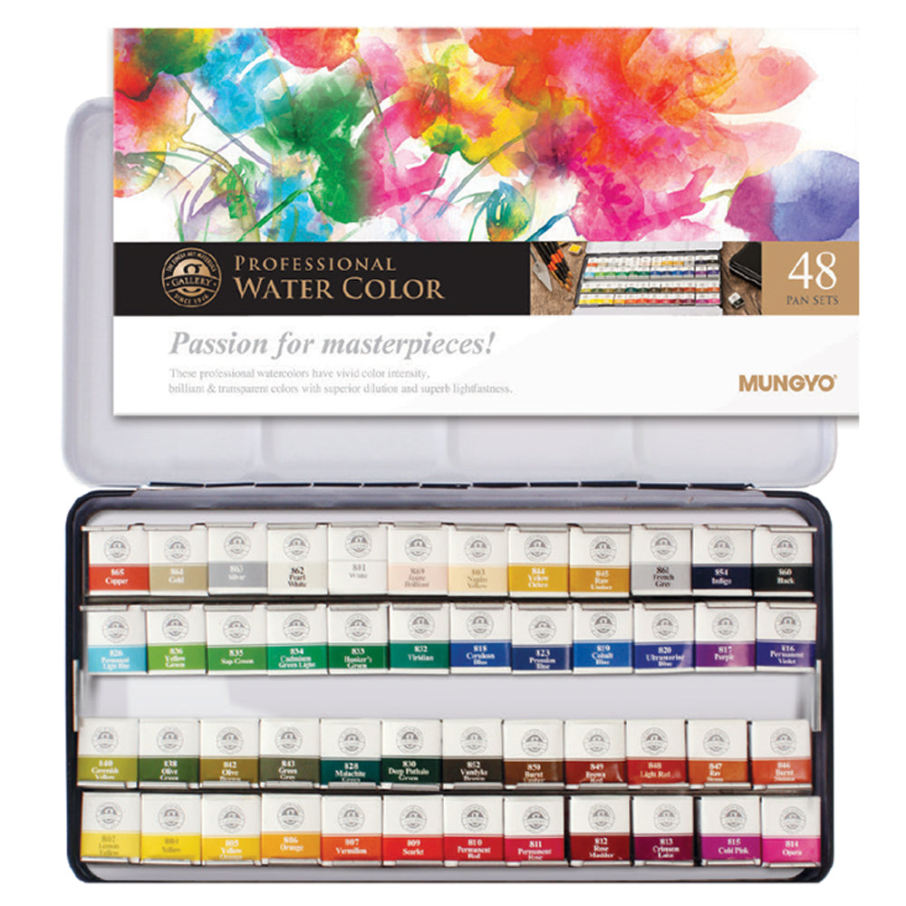Mungyo Professional Watercolour Tin 48 x 1/2 Pans