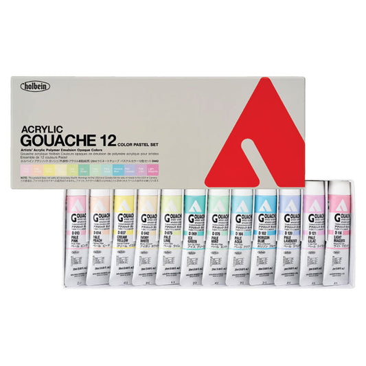 Holbein Acrylic Gouache Set 12 x 20ml Pastels D442