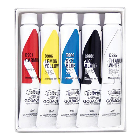 Holbein Acrylic Gouache Set 5 x 12ml Mixing Set D991