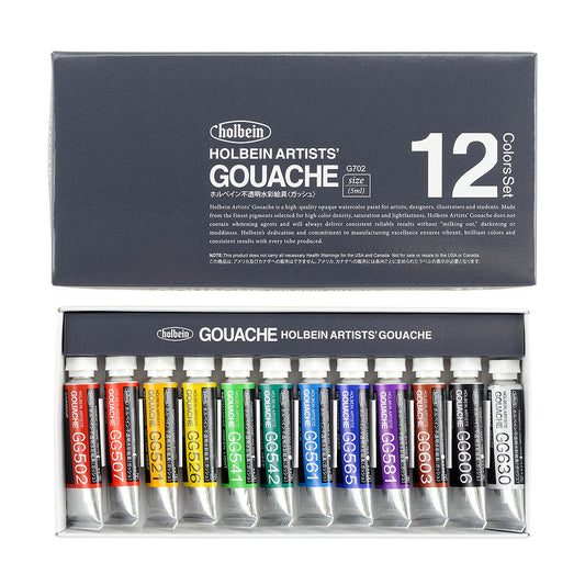 Holbein Artists' Designer Gouache Set 12 x 5ml Tubes G702