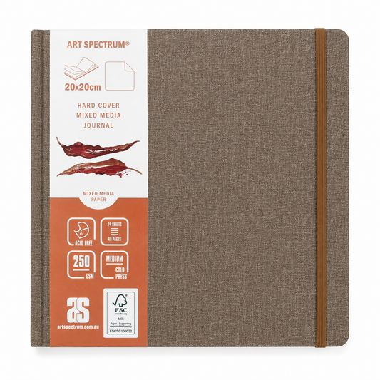 AS Watercolour Hard Cover Mixed Media Journal Tan Linen 250gsm 20 x 20cm