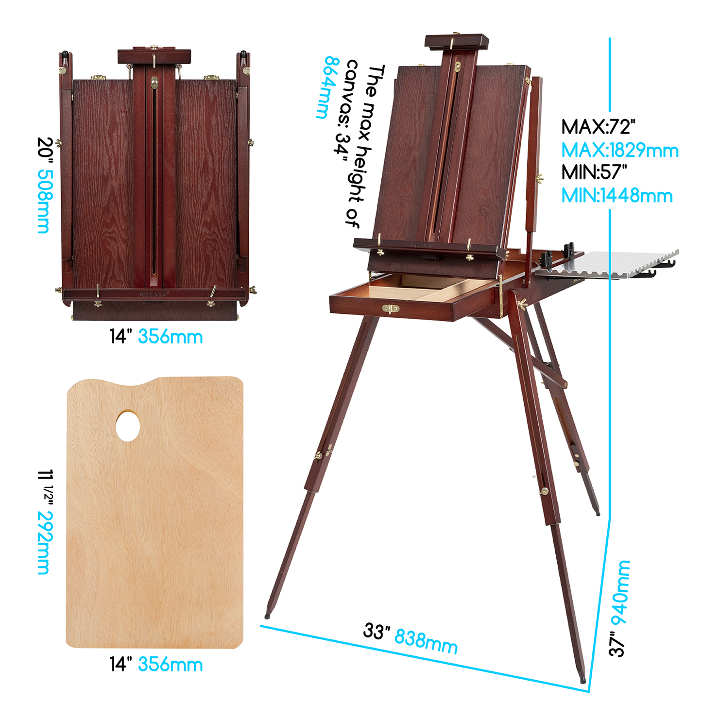 Meeden French Sketchbox Easel with Metal Tray
