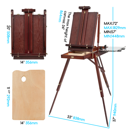 Meeden French Sketchbox Easel with Metal Tray - AFB-6064-YM