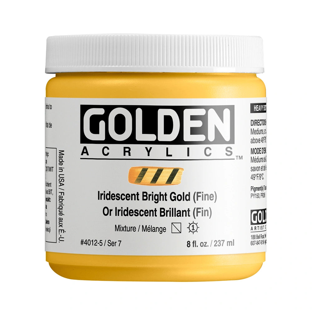 Golden Heavy Body Acrylic 237ml Iridescent Bright Gold (fine)