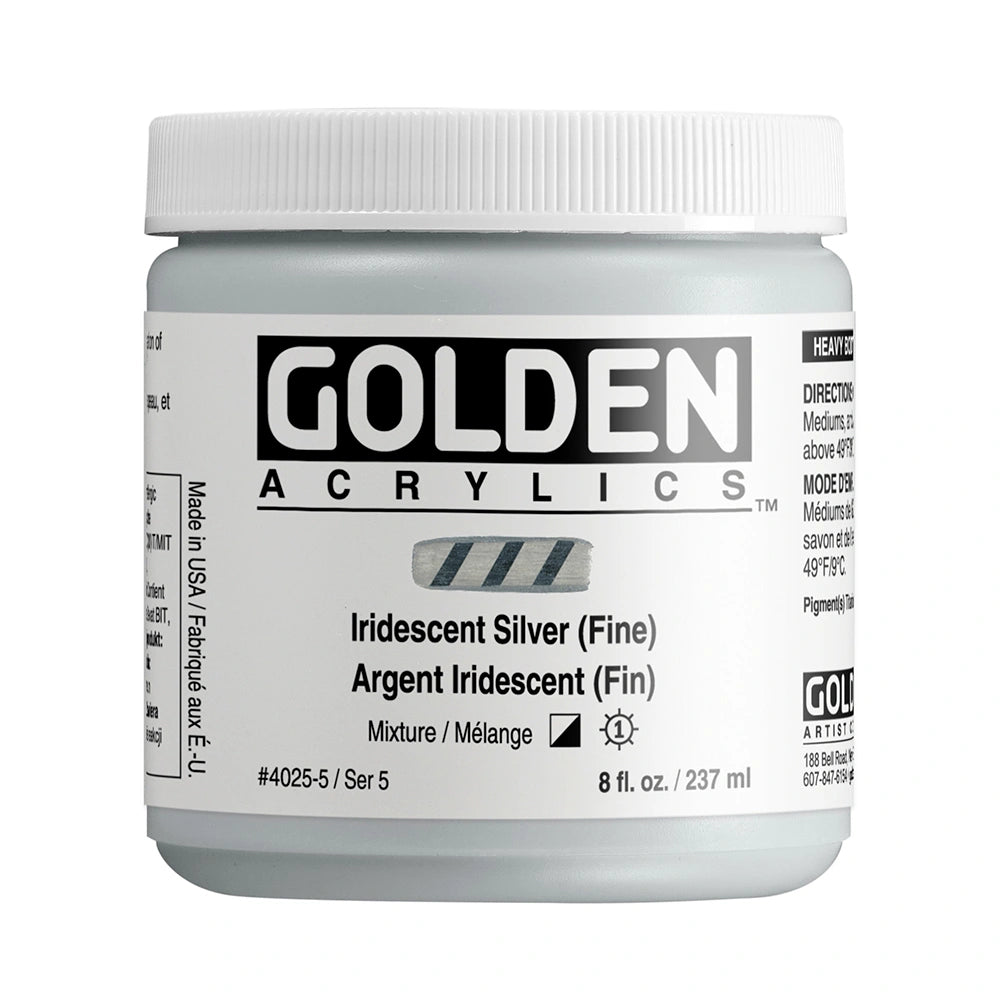 Golden Heavy Body Acrylic 237ml Iridescent Silver (fine)