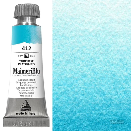 Maimeri Blu Watercolour 12ml Series 4 Turquoise Cobalt 412