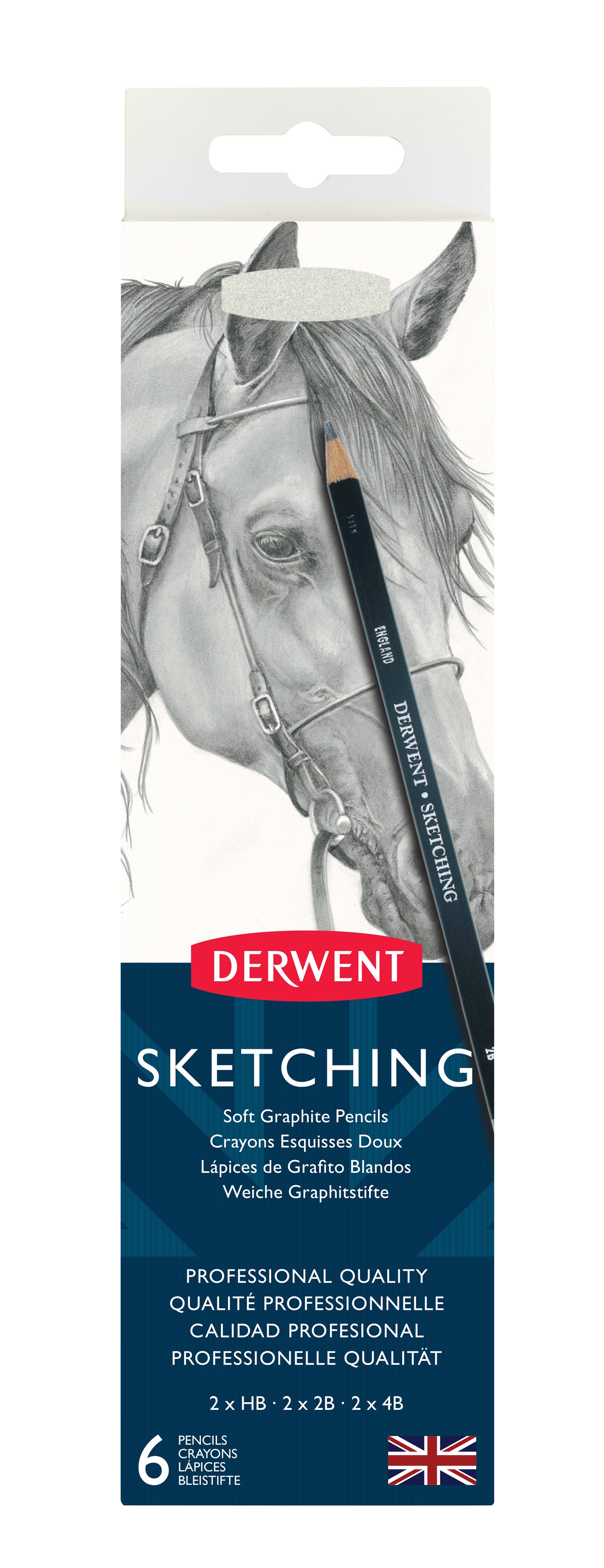 Derwent Sketching Graphite Pencils Tin 6 (2 Each Grade + Sharpener)