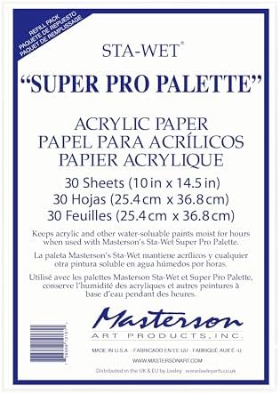Masterson #11216 Sta-Wet Super Pro Palette 10 x 14.5" Acrylic Paper Refill Pkt 30