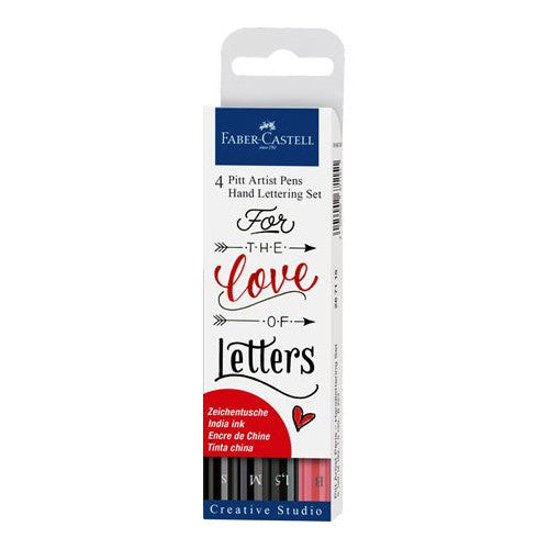 Faber Pitt Pen Set 4 Lettering Red And Black
