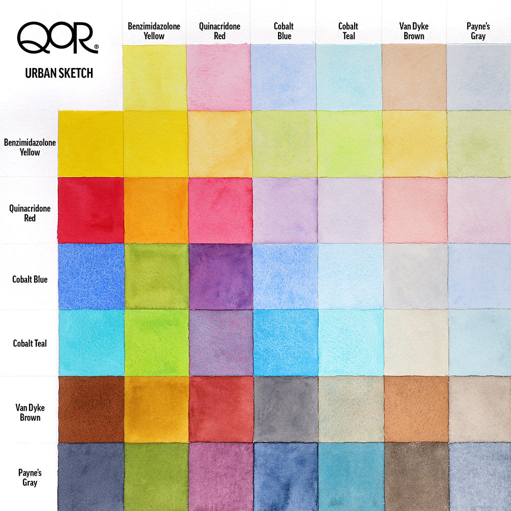 QoR Watercolor Urban Sketch Half Pan Set 6