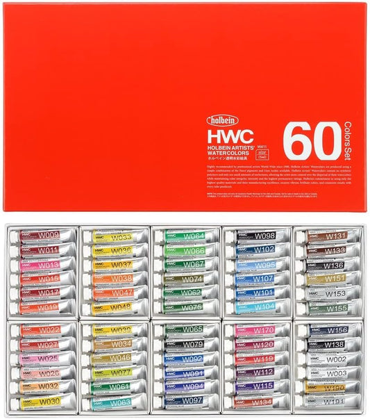 Holbein Watercolour Set of 60 x 5ml Tubes W411