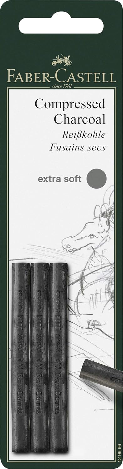 Faber Pitt Charcoal Compressed Extra Soft Pack 3