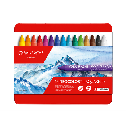 Caran d'Ache Neocolor II Water-Soluble Wax Pastel Tin 15 Colours