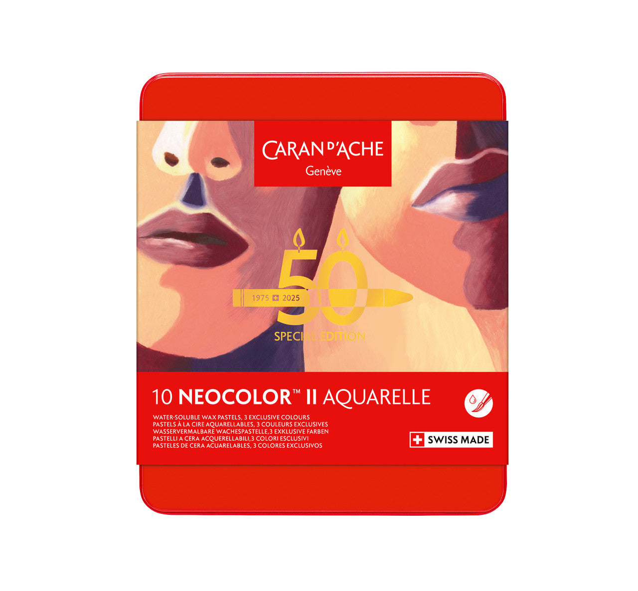 Caran d'Ache Neocolor II Water-Soluble Wax Pastel Special Edition Tin 10 Portrait