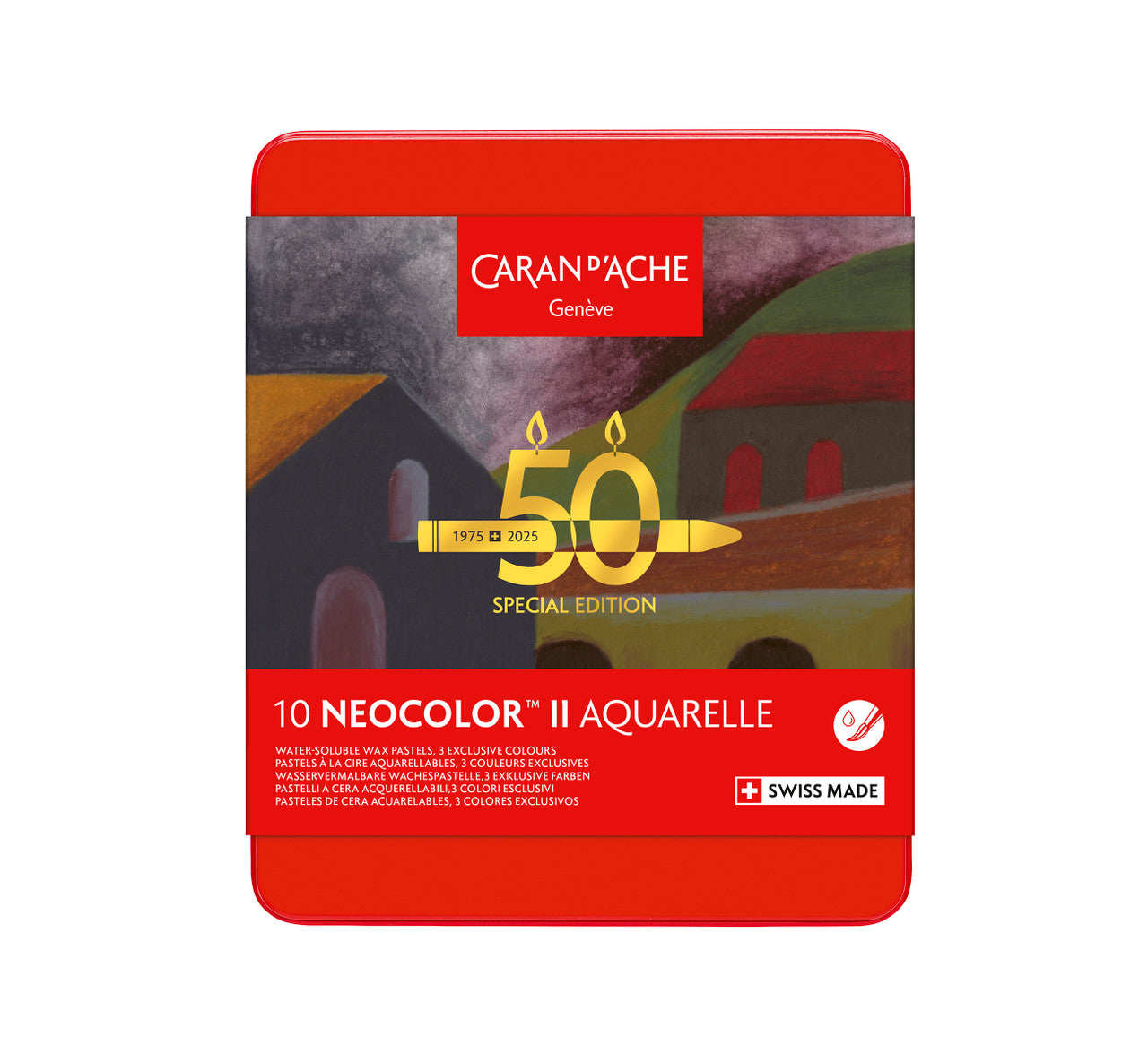 Caran d'Ache Neocolor II Water-Soluble Wax Pastel Special Edition Tin 10 Dark