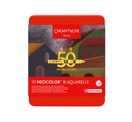 Caran d'Ache Neocolor II Water-Soluble Wax Pastel Special Edition Tin 10 Dark