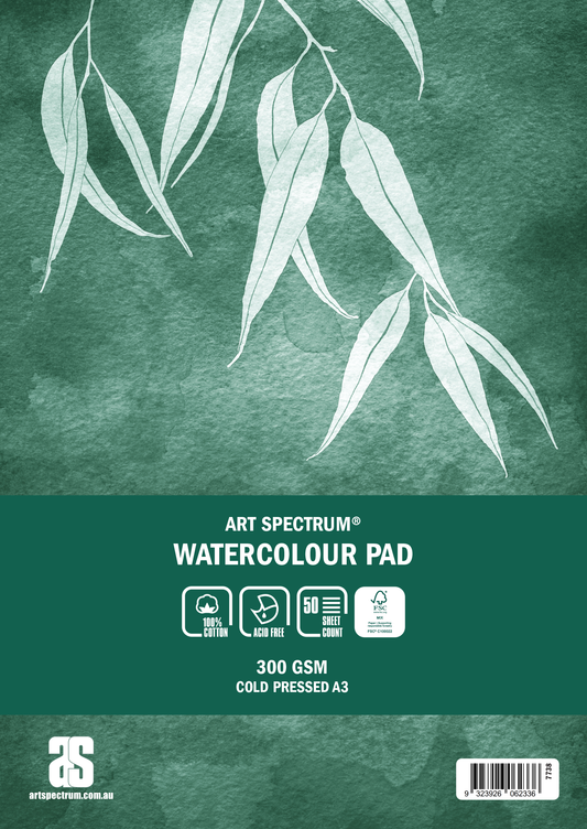 Art Spectrum Watercolour Bound Pad 300gsm Cold Press A3 - 100% Cotton 50 Sheets