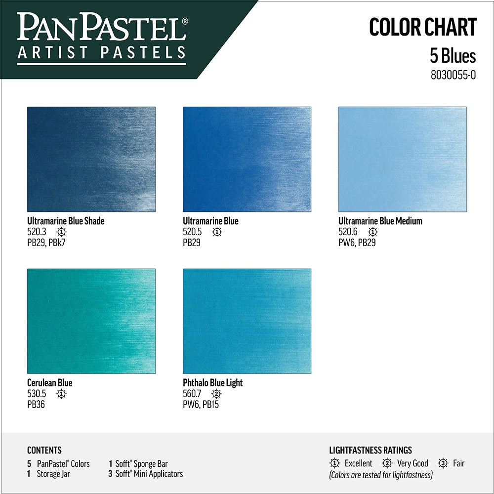 PanPastel 5 Blues 1 Lid Set