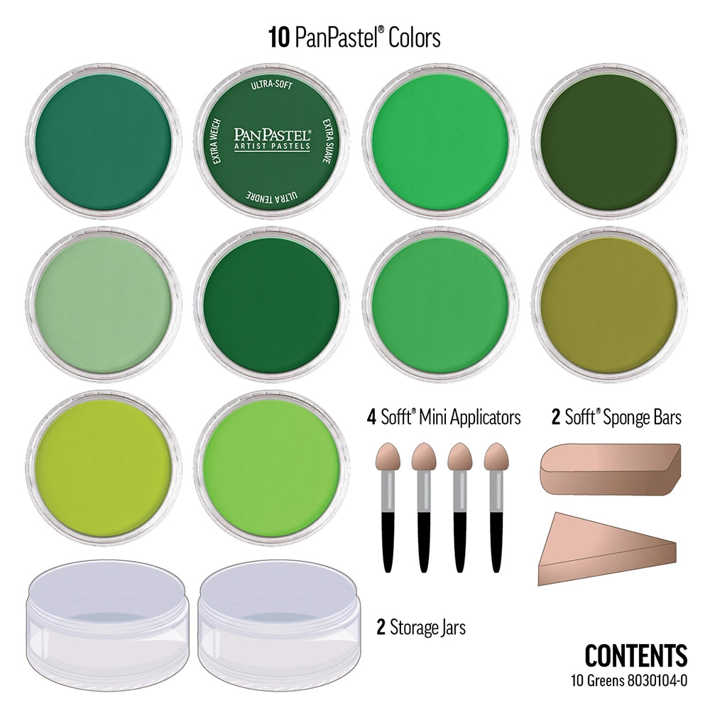 PanPastel 10 Greens 1 Lid Set