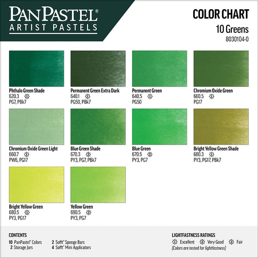 PanPastel 10 Greens 1 Lid Set