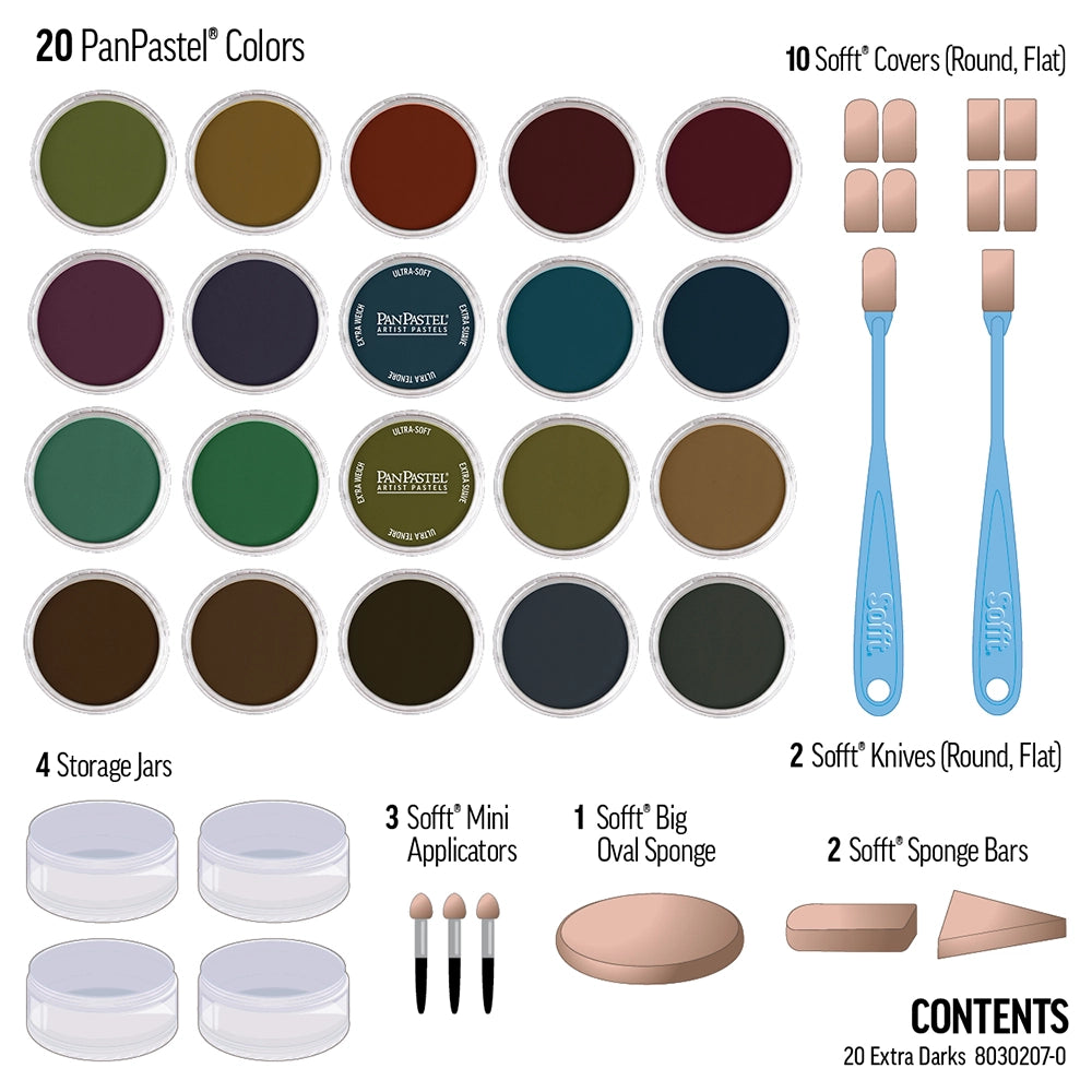 PanPastel 20 Extra Dark Shades 2 Lids Set