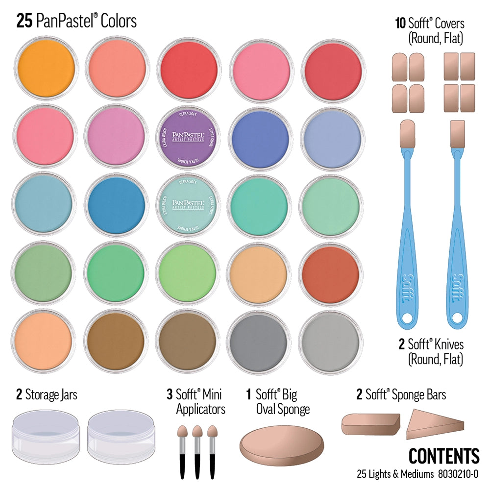 PanPastel 25 Colour 2 Lid Set – Light & Medium Colours