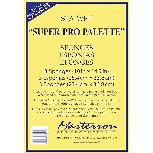 Masterson #11216 Sta-Wet Super Pro Palette 10 x 14.5" Sponge Refill Pkt 3
