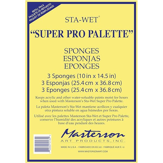 Masterson #11216 Sta-Wet Super Pro Palette 10 x 14.5" Sponge Refill Pkt 3