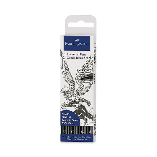 Faber Pitt Artist Pen Comic Assorted 4 Black Tips