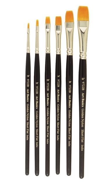 9722B Art Basics Golden Taklon Short Flat Size 3/8"