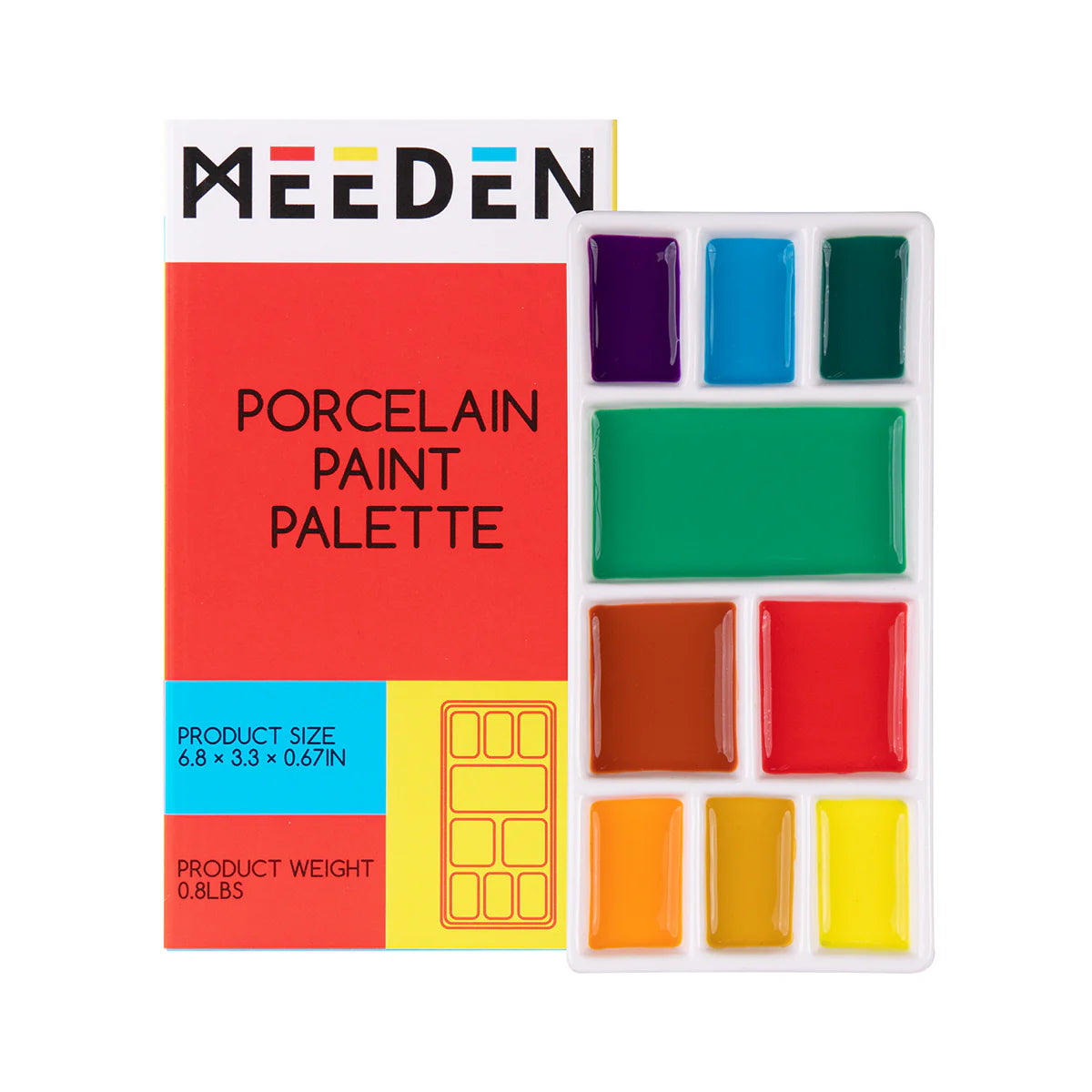 Meeden Porcelain Palette 9 Well Rectangle 17.5 x 8cm
