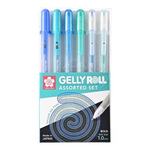 Sakura Gelly Roll Blue & Green Assorted 6pc Set