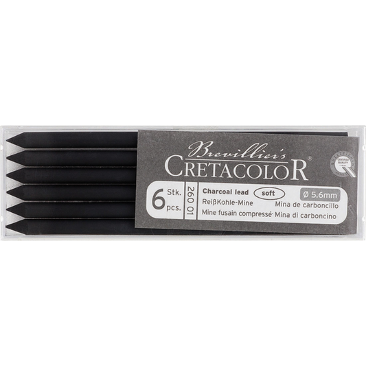 Cretacolor Charcoal Leads 5.6mm Soft Box 6