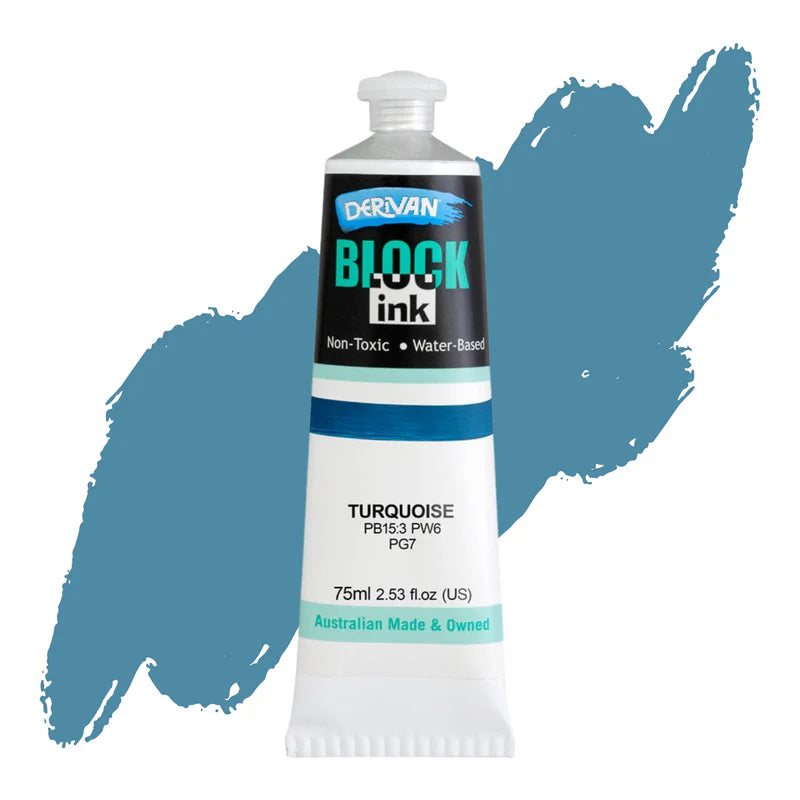 Derivan Block Printing Ink 75ml Turquoise