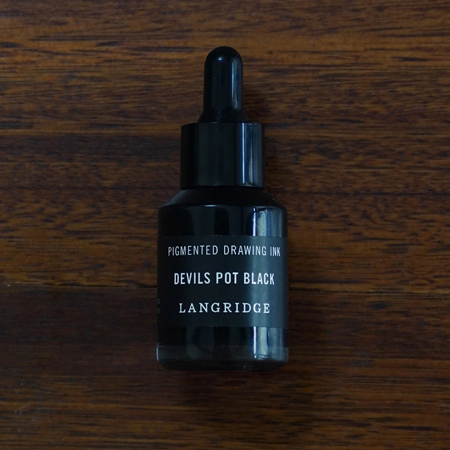 Langridge Pigmented Drawing Ink 30ml Devils Pot Black