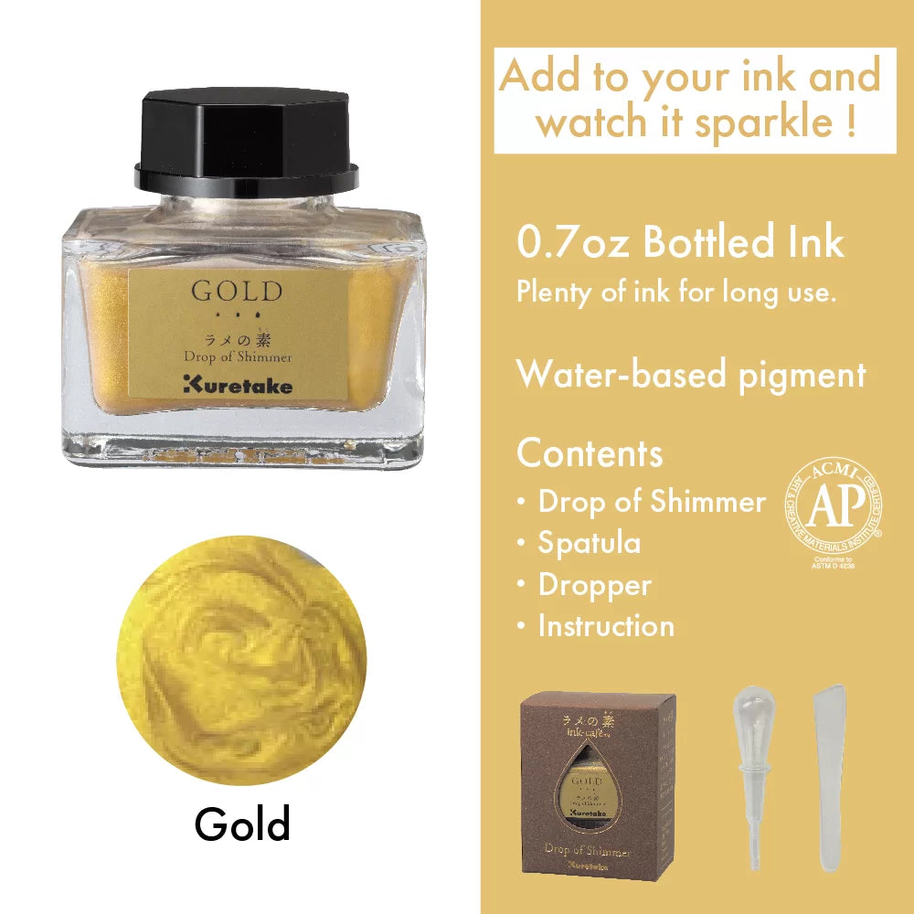 Kuretake Drop of Shimmer Ink 20ml Gold