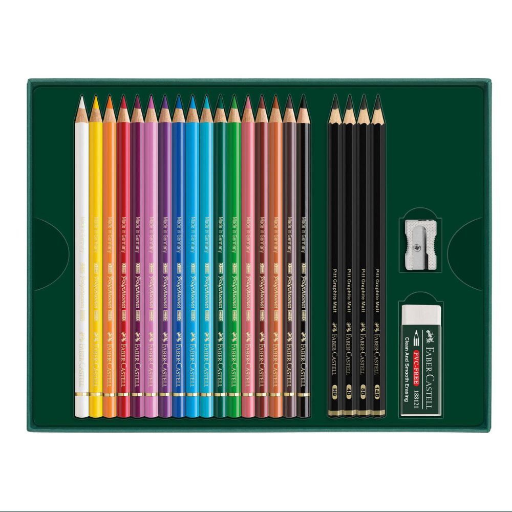 Faber Castell Polychromos & Pitt Graphite Matt Gift Set - 23pc