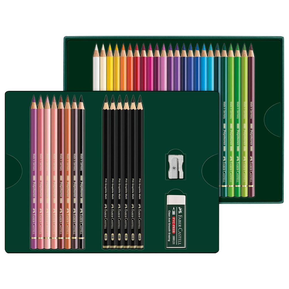 Faber Castell Polychromos & Pitt Graphite Matt Gift Set - 40pc