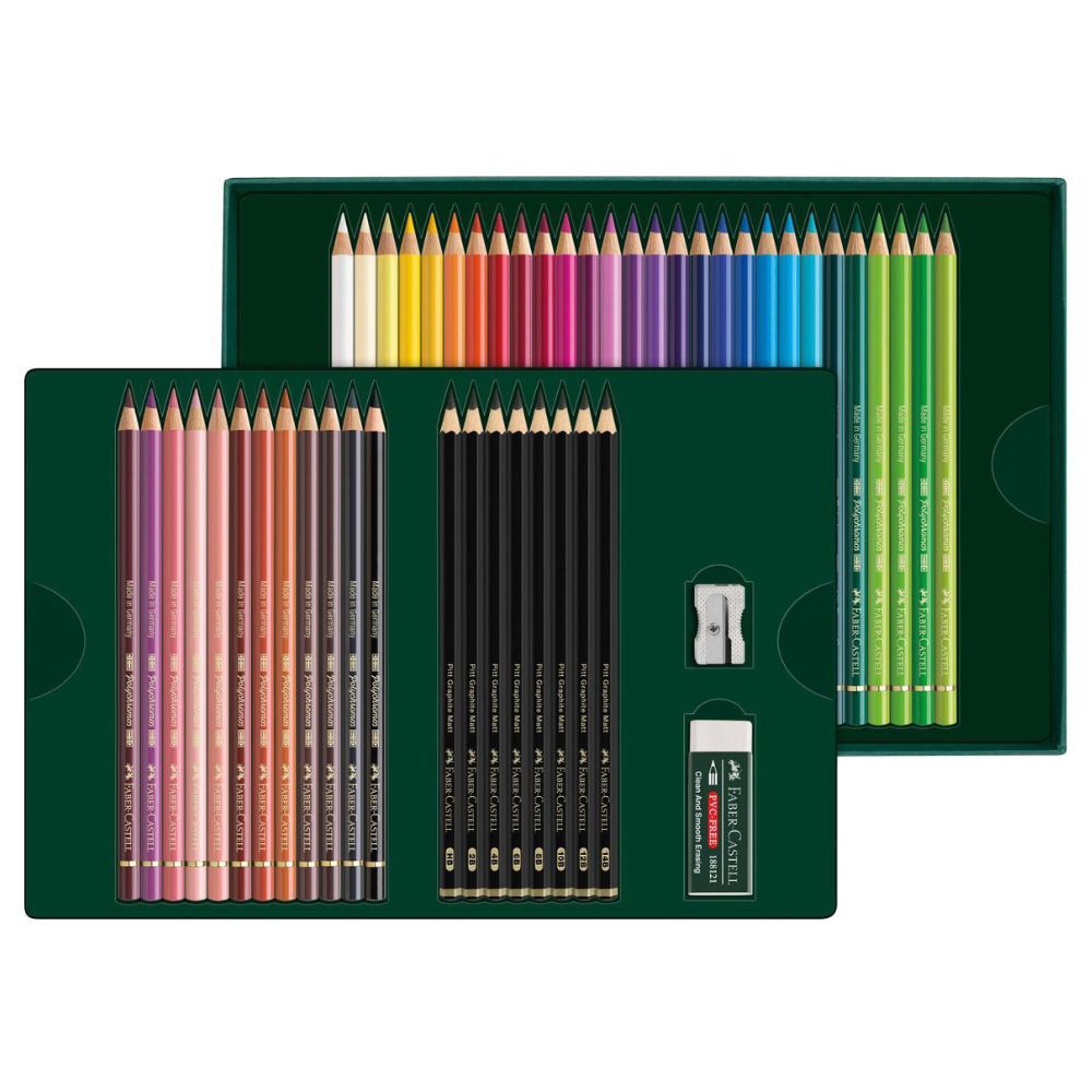 Faber Castell Polychromos & Pitt Graphite Matt Gift Set - 50pc