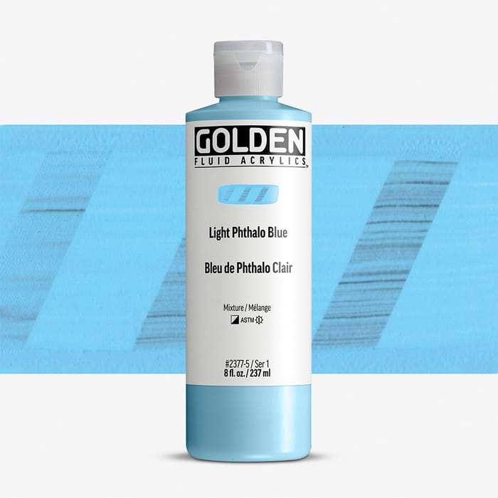 Golden Fluid Acrylic 237ml Light Phthalo Blue