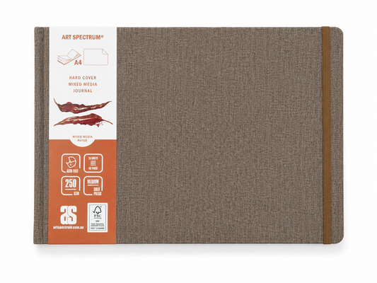 AS Watercolour Hard Cover Mixed Media Journal Tan Linen 250gsm A4