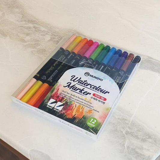 Mungyo Watercolour Marker Dual Tip 12 Assorted
