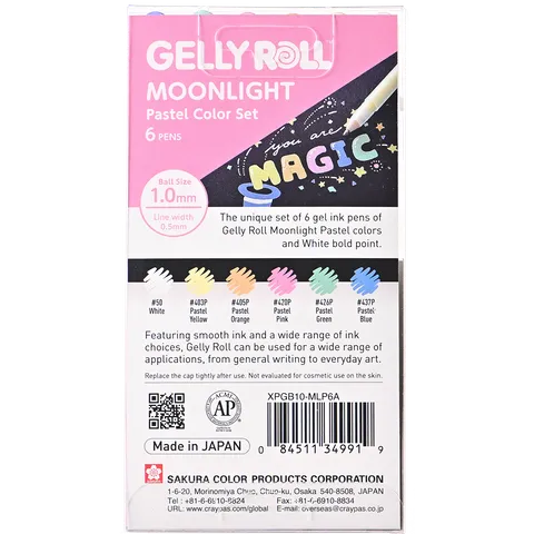 Sakura Gelly Roll Moonlight Pastel & White 6pc Set