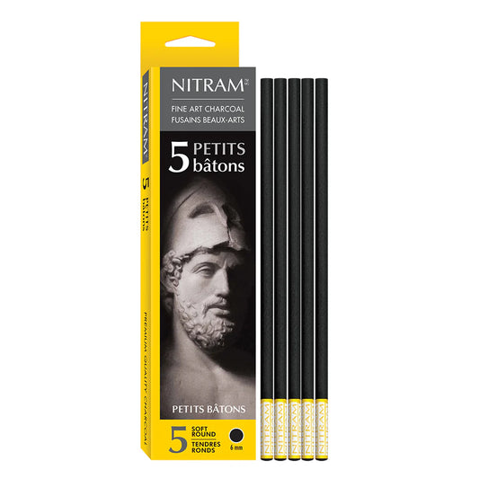 Nitram Petits Batons Charcoal Soft 6mm Pkt 5