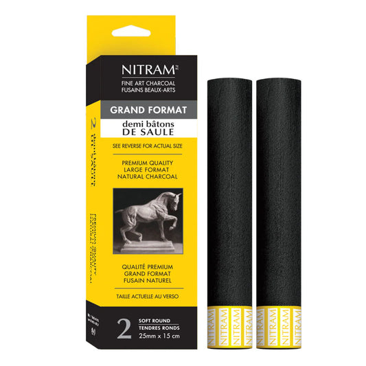 Nitram Demi Baton De Saule Charcoal Soft 25mm Pkt 2