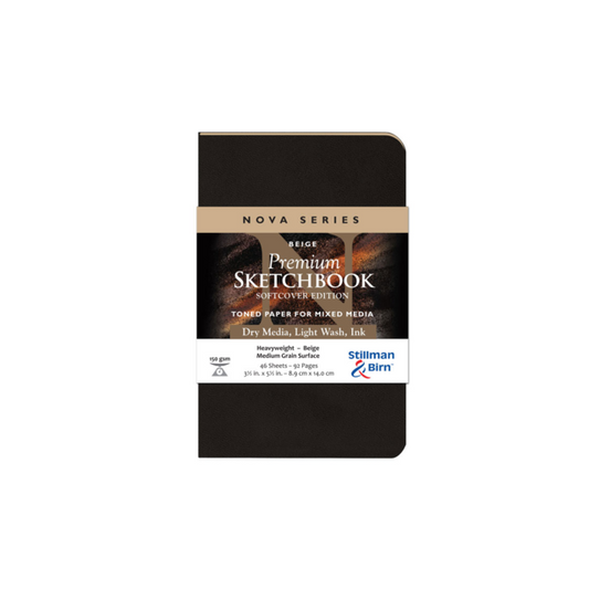 STILLMAN & BIRN NOVA SERIES SOFTCOVER SKETCHBOOK BEIGE 150gsm 3.5x5.5 Inch PORTRAIT 46 sheets.